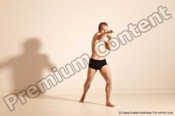 Underwear Martial art Man White Moving poses Slim Short Blond Dynamic poses Academic